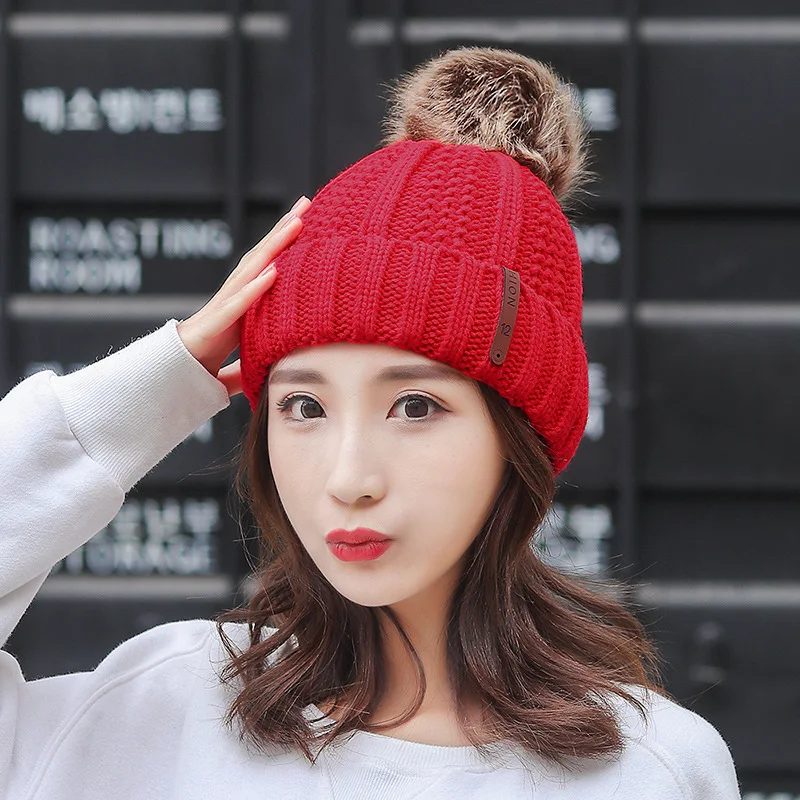

Yong Fashion Warm Winter Female Hat Wool knitting Wool Cap Elastic Thick Cap