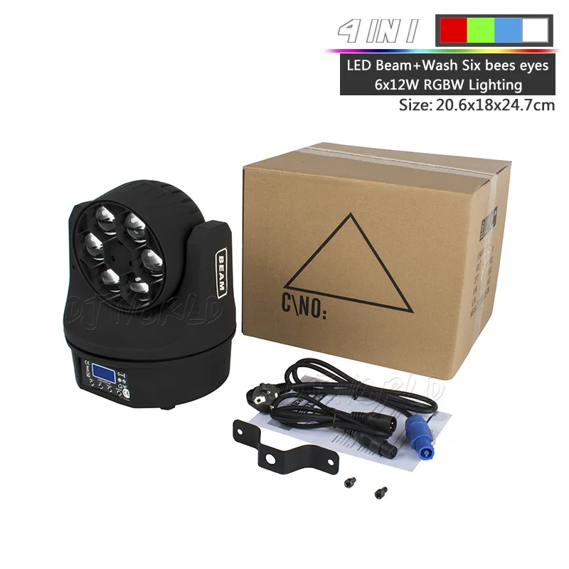 Djworld пчелиный глаз 6x40 Вт вращающаяся голова RGBW 4in1 светодиодный луч эффект светильник Zoom DMX ДИСКО-эффектом(красный, зеленый, Свадебная вечеринка, ночного клуба, Быстрая - Цвет: 6x15W RGBW