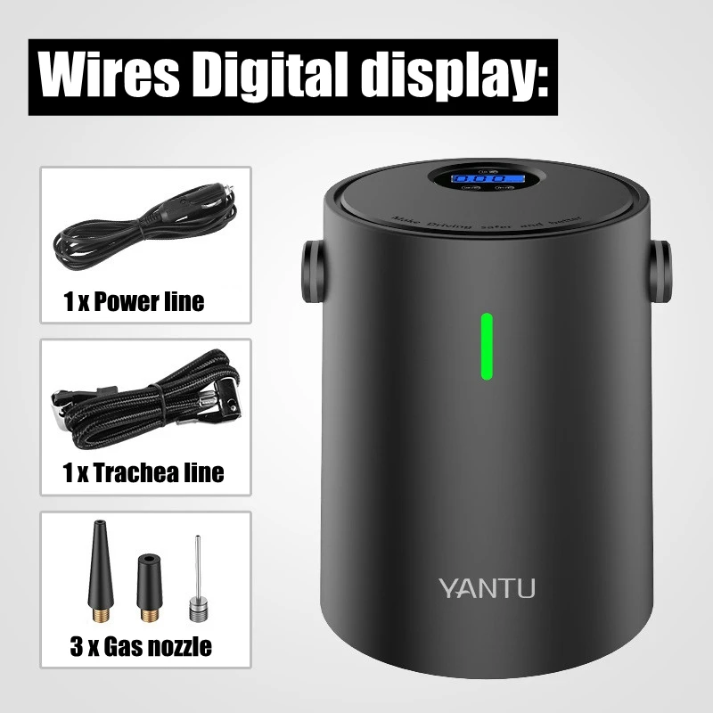 Wired Digital 150PSI беспроводной Перезаряжаемый ЖК-дисплей/Механика 25л/мин шины надувной портативный воздушный компрессор автомобильный велосипед шин насос - Название цвета: Wired Digital
