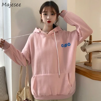 

Hoodies Women Clothes Winter Korean Pink Hoodie Harajuku Tops Long Sleeve Thicker Womens Clothing Pocket Warm Sweatshirt Soft
