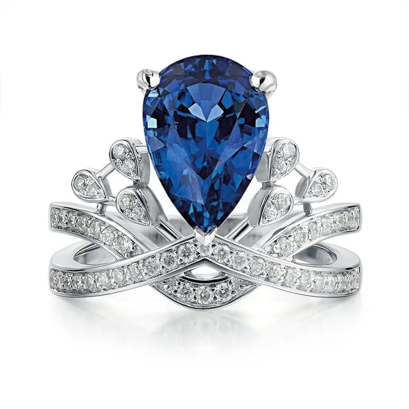UUNICO 2020 Silver Crown Rings for Women Cubic Zirconia Promise Fashion Luxury Wedding Engagement Jewelry Accessories U157 | Украшения и