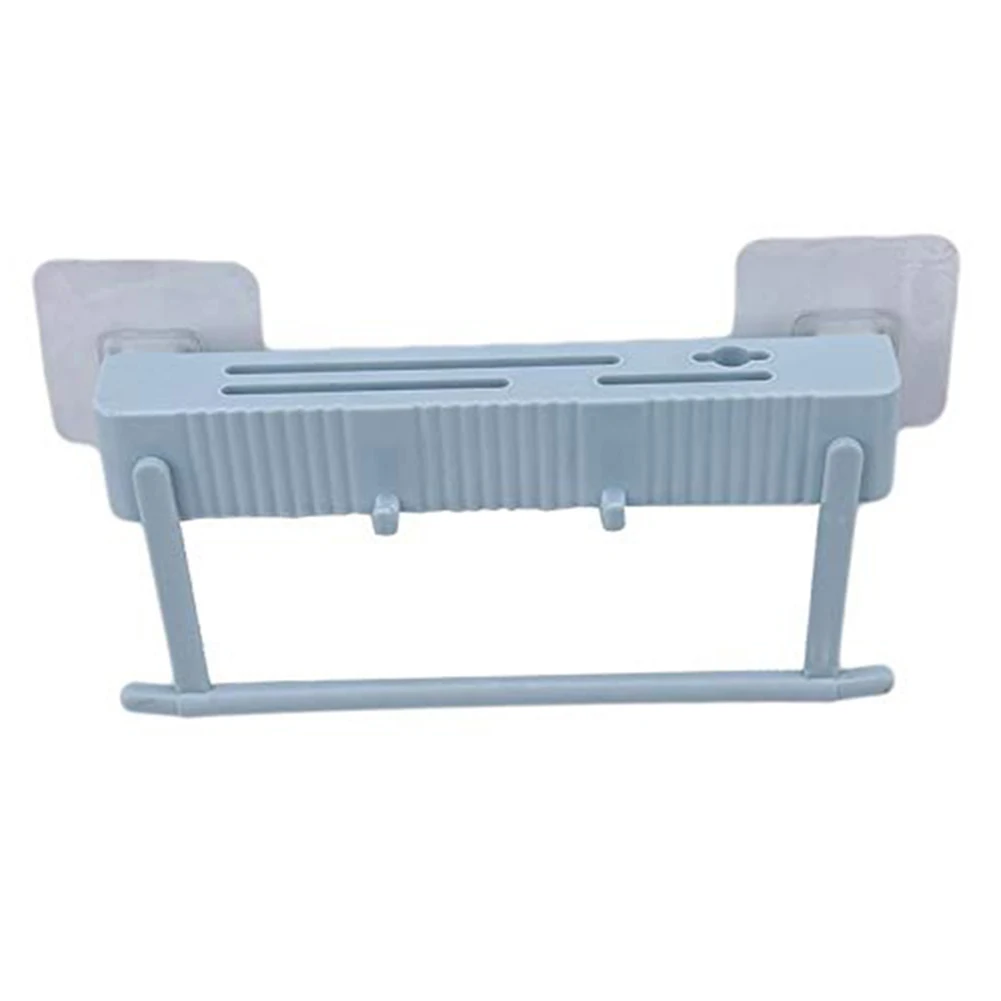 Grey Kitchenware Storage Rack Wall Mounted Punch Free Holder Rack for Kitchen Home Hogard - Color: Grey