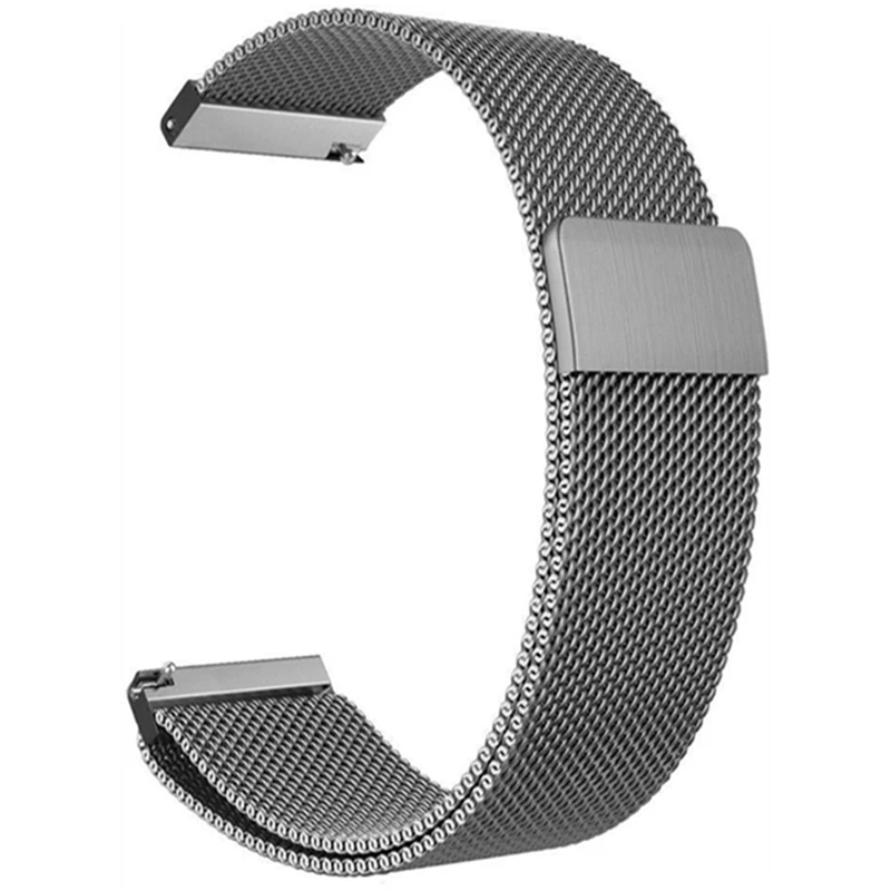 20 мм миланские часы из нержавеющей стали с магнитной пряжкой для BW-HL1/Для Galaxy Watch active2/Amazfit Bip Lite Смарт-часы - Цвет: Серебристый