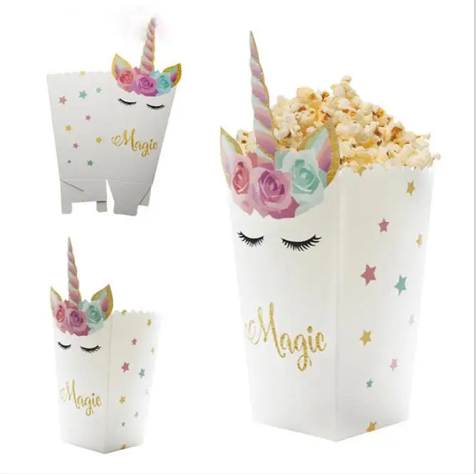 

10pcs Unicorn Popcorn Box Party Favor Paper Box Unicorn Birthday Party Decoration Sweet Gift Candy Boxes