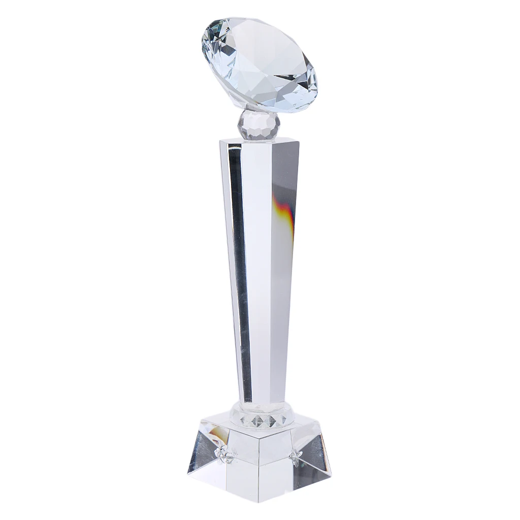 Collectible Home Table Decoration 29cm Tall Diamond Model Trophy Cup Crystal
