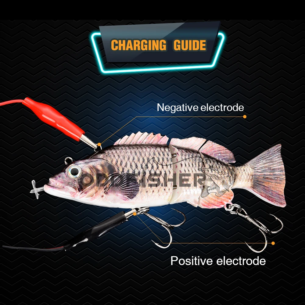 Robotic Swimming Lure Multi-Section Electric Hard Bait USB Rechargeable  14cm 53g for Fishing