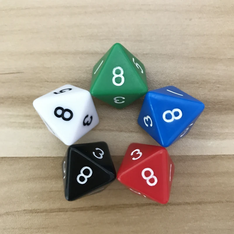 5Pcs/Lot D8 Dice Eight Surfaces Colour Acrylic RPG Dice Polyhedral Dice Set Table Games Entertainment Board Game 5pcs set english word acrylic sex dice erotic love game sexy posture adult lover 24bd