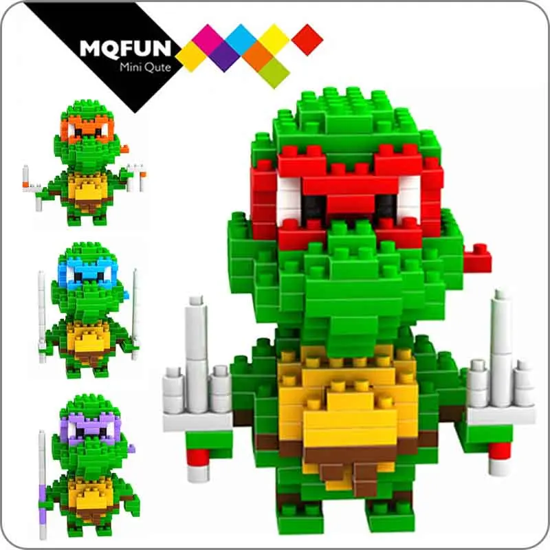 

LNO Mini Anime Cartoon Movie character Building Block Animal Turtles Cartoon Bricks Assembly Kids For Gift Action Figures Toy