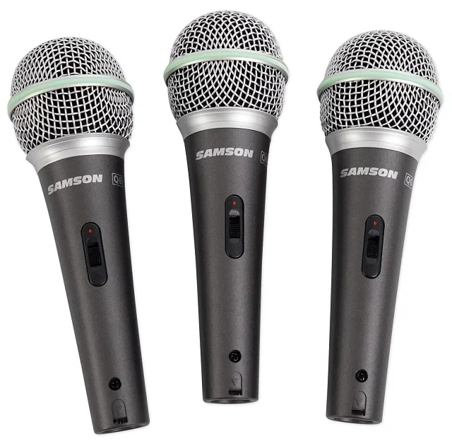 SAMSON Q6 3-Pack динамические вокальные гиперкардиоидные ручные микрофоны+ Зажимы для микрофона+ пенопластовый чехол для профессиональной студии