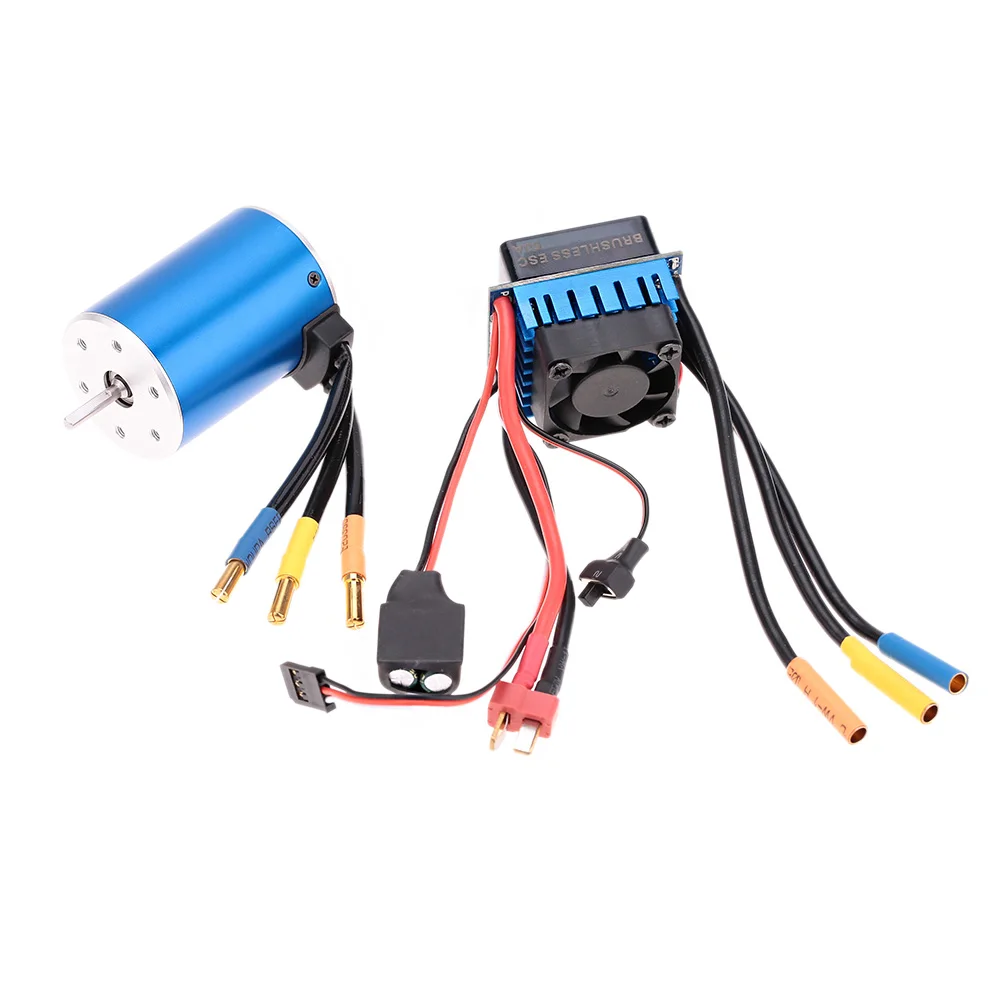 

3650 3100KV/4P Sensorless Brushless Motor with 60A Brushless ESC(Electric Speed Controller) for 1/10 RC Car Truck Parts