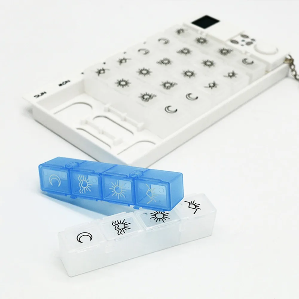 28 grids weekly 7 days medicine pill box LED pill box organizer timer reminder s Tablets storage alarm dispenser clock