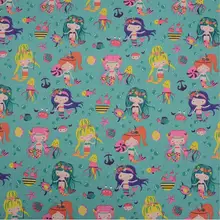 Хлопковый холст с принтом русалки из мультфильма, товары для дома, товары для домашних животных, товары для автомобилей, диван, подушка, ручная печать, холст