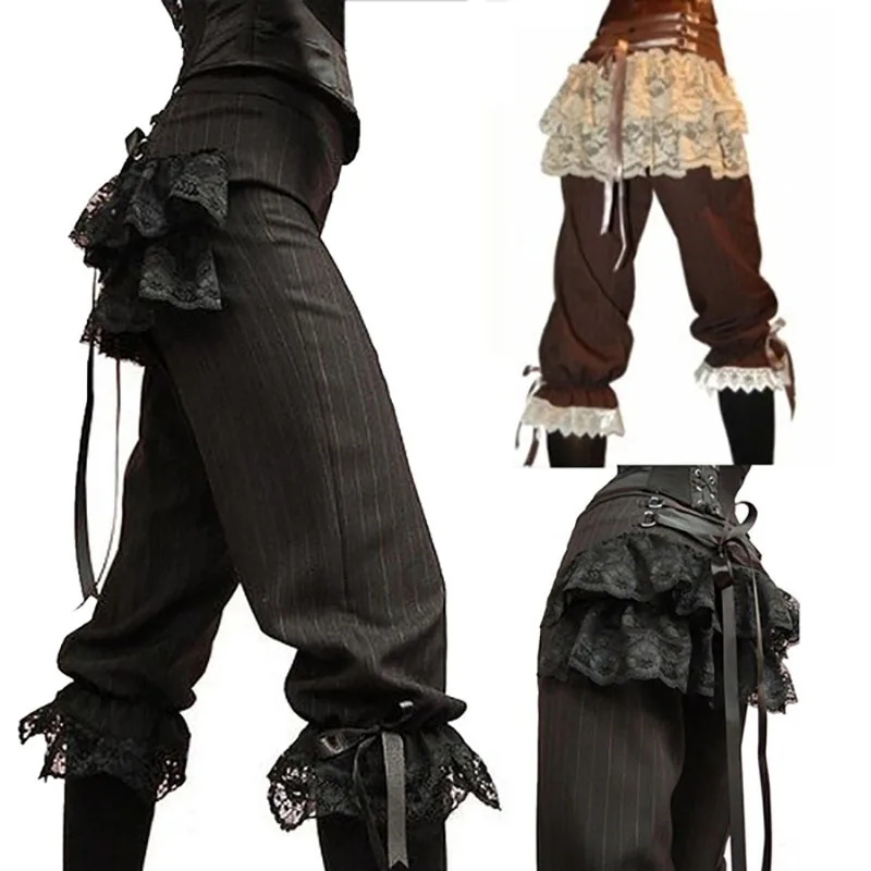 Средневековый костюм пирата викинга Капри кружевные брюки для женщин Готический стимпанк корсаир половина брюк фестиваль наряд в стиле ретро для леди
