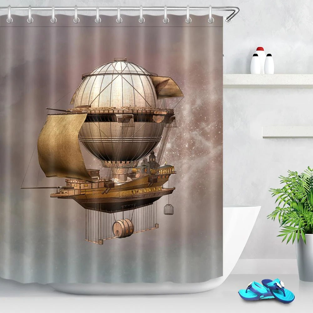 Bathroom Waterproof Polyester Fabric Shower Curtain Set Retro Steampunk Pattern Bathroom Waterproof Polyester Fabric Shower Curtain Set Retro Steampunk Pattern