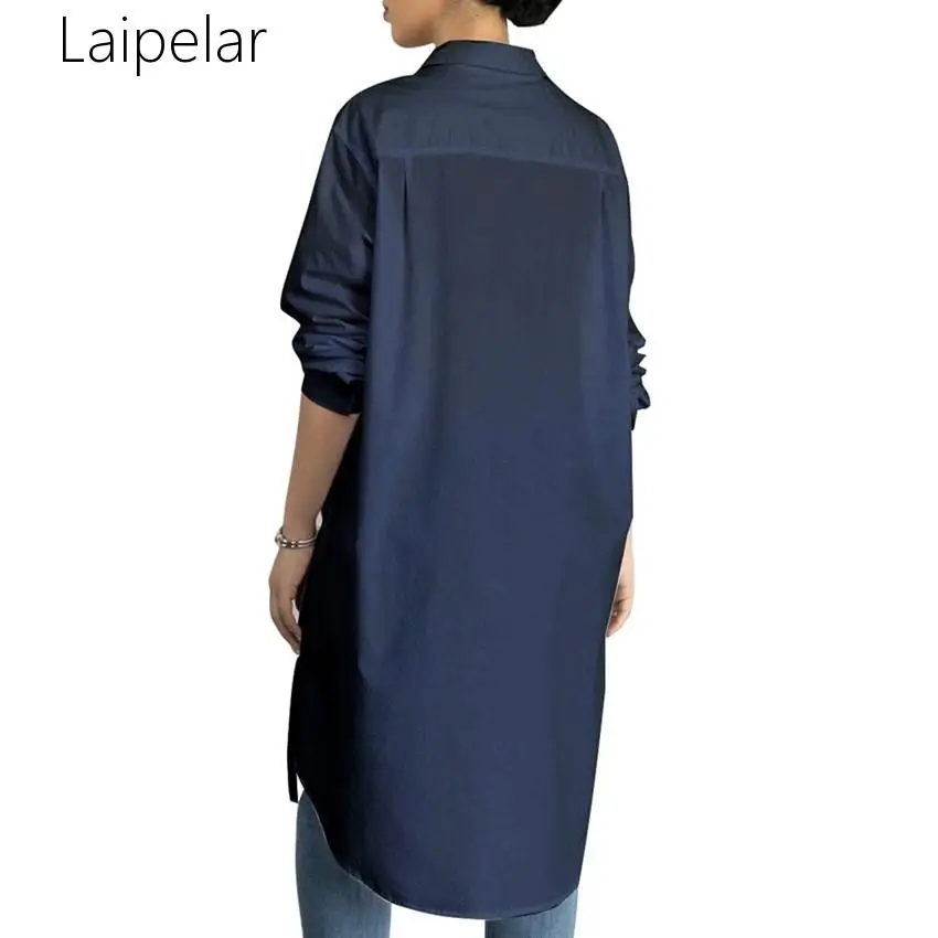 Laipelar, Новинка осени, свободные, размер, повседневные, Длинные рубашки, для женщин, элегантные, более размера d, винтажные рубашки, с отворотом, с длинным рукавом, блузки для женщин