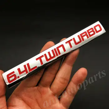

Metal Chrome Red 6.4L Twin Turbo Engine Car Trunk Emblem Badge Decals Sticker