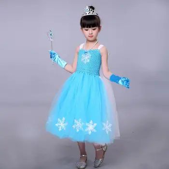 

Girls Elsa 2 Tutu Dress Snowflake Tulle Princess Dress Kids Birthday Party Dress Girls Halloween Christmas Costumes 2-12Y