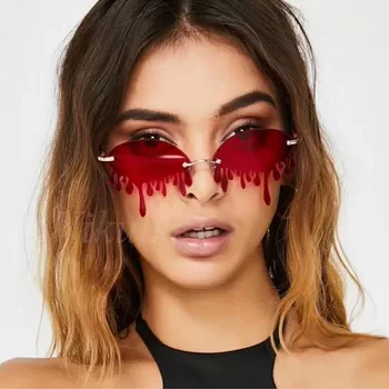 

Unique Cute Melting Shape Sunglasses Women Men Vintage Funny Red Steampunk Sunglasses Female Candy Colors Eyewear Oculos UV400