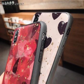

500Pcs Cut Rose Red White Locve Heart Case For iPhone 11 Pro XS Max XR X 8 7 6 6S Plus SE 2020 Soft TPU Bling Glitter Gold Cover