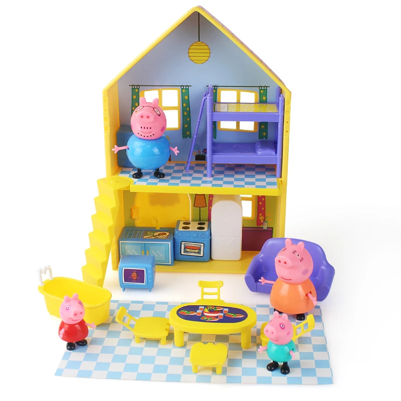 Оригинальный Peppa Pig реальная сцена дом модель игрушки набор семья парк развлечений Экшн фигурки кукол Дети для раннего развития игрушка