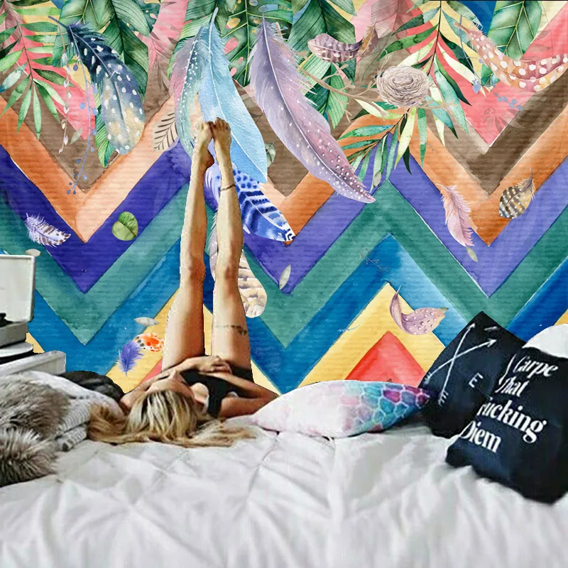 Зеленый Растительный гобелен настенный хиппи колдовство Tapiz Psychedelic фермерский дом Декор срок службы пляж богемский на заказ