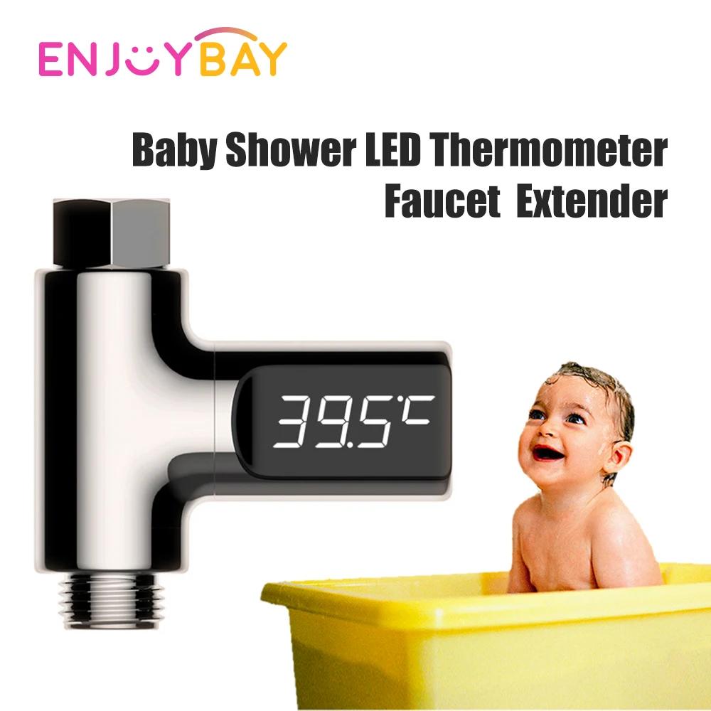 

Baby Shower Temperature Monitor LED Display Home Water Flow Faucet Shower Thermometer Flow Self-Generating Monitor For Baby Care
