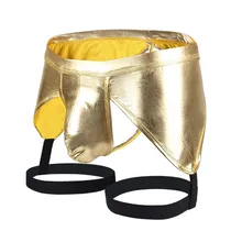 Гей сексуальное нижнее белье порно мужчины трусики с подвязкой неженки мужские шорты Соблазнительные эротические имитация кожи открытый промежность