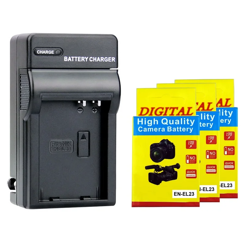 2000 мА/ч, литий-ионный аккумулятор EN-EL23 ENEL23 RU EL23+ Зарядное устройство для цифровой камеры Nikon Coolpix P600 PM159 P610S S810c P900S P900 - Цвет: 3xBatterycharger