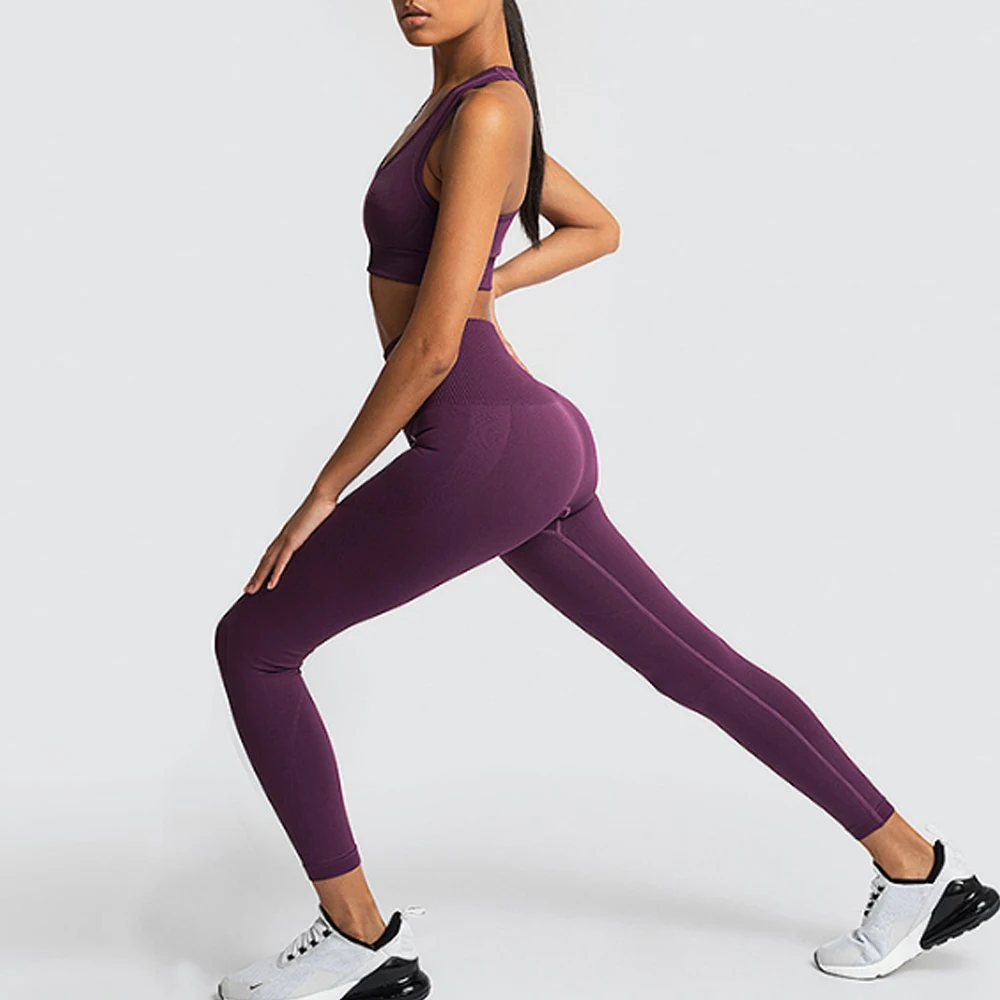 Conjunto de entrenamiento para mujer, chándal de 3 piezas, mallas de yoga  sin costuras para levantamiento de cadera y sujetador deportivo elástico,  conjunto de ropa de gimnasio Zhivalor Yoga y Pilates