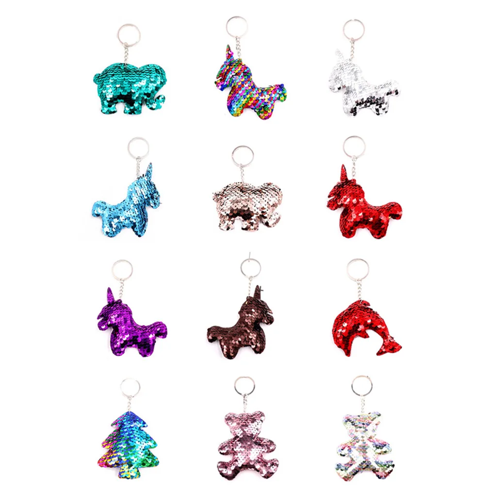 Cute Turtle New Reflective Double-sided Sequin Keychain Christmas Tree Pendant Ladies Bag Car Accessories Key Ring Gifts Female | Украшения
