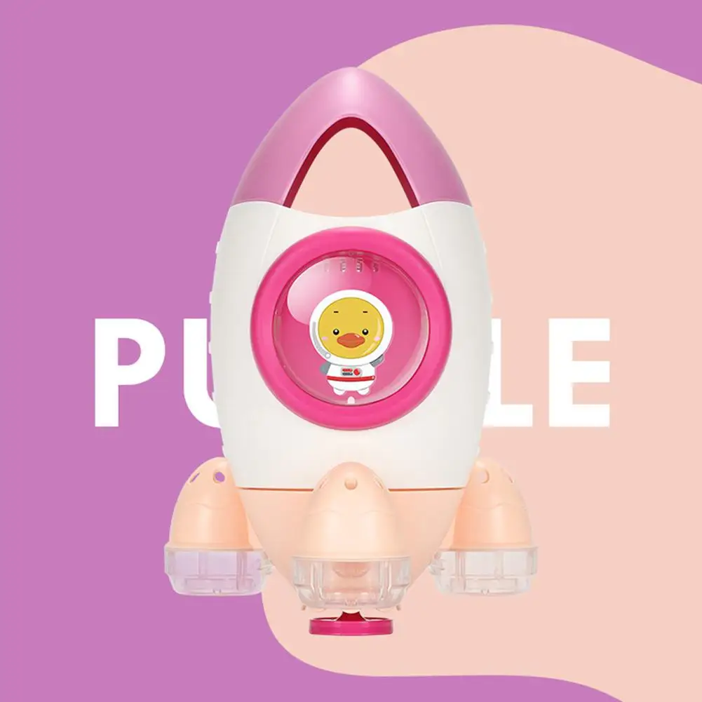 purple Kuulee мультфильм ракета форма вращающийся разбрызгиватель воды спрей игрушка для детей Летняя Ванна Высокое качество ребенок интересные игрушки - Цвет: purple