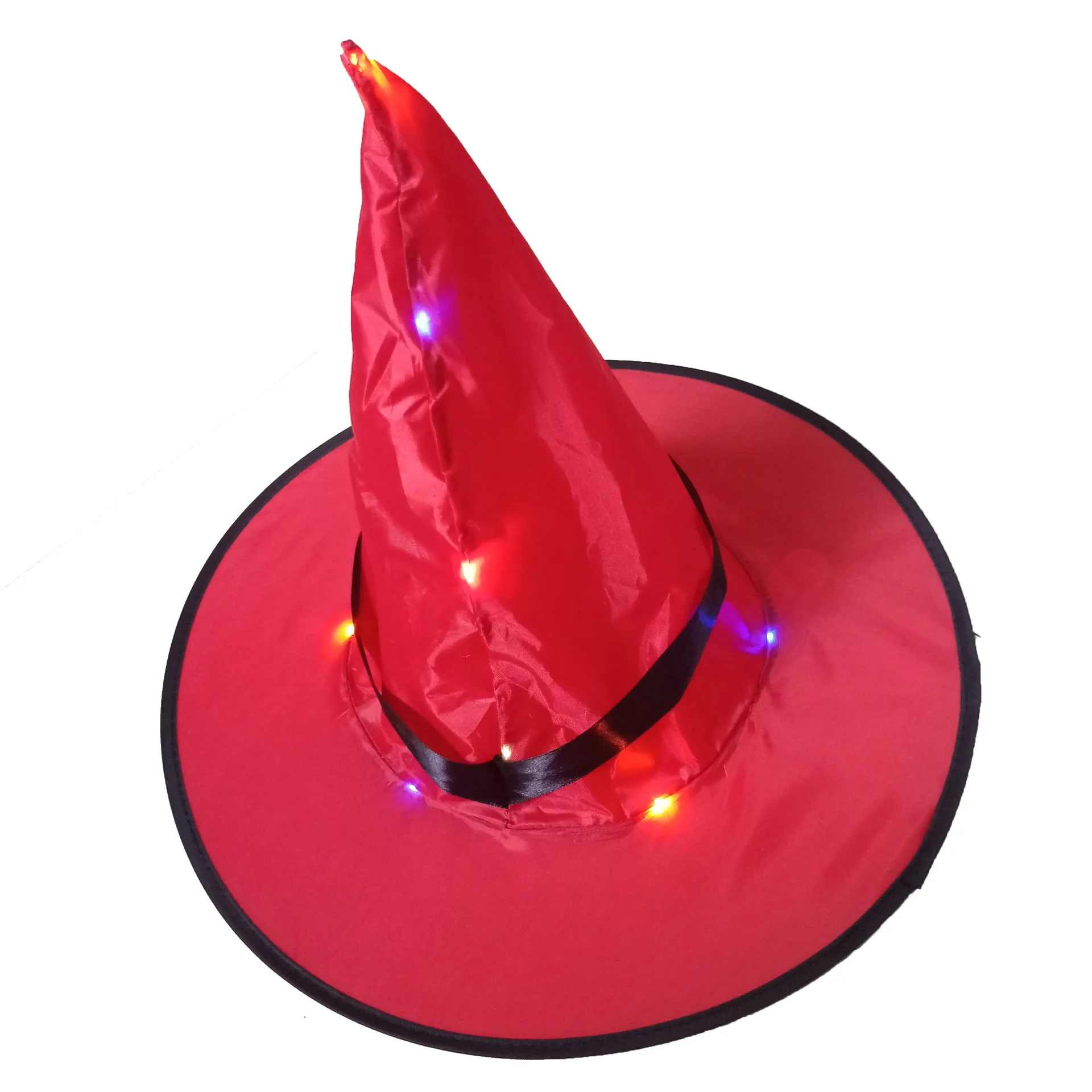 Для девочек легкое светодиодный волшебник, ведьма шляпа с юбка пачка аксессуары для косплея Хэллоуин сверкающие принадлежности для вечеринки Пурим Рождество - Цвет: red hat