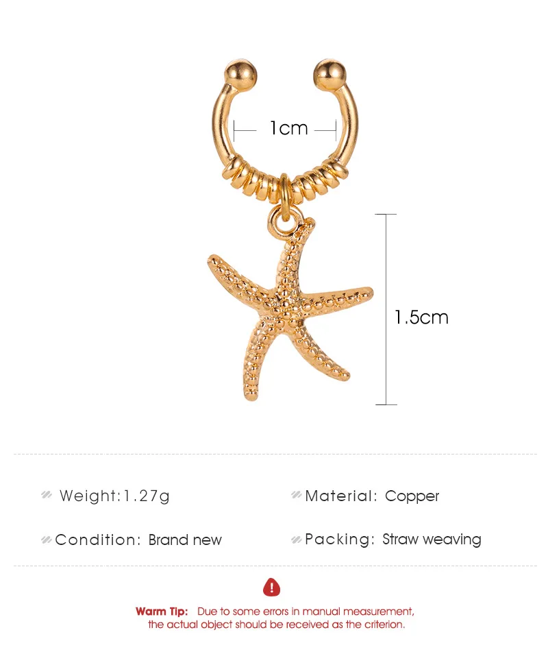 Starfish клипсы на серьги без прокола ушные манжеты женские Серьги Ушные обертывания ушные манжеты букле d'oreille клипсы с вьющимся растением