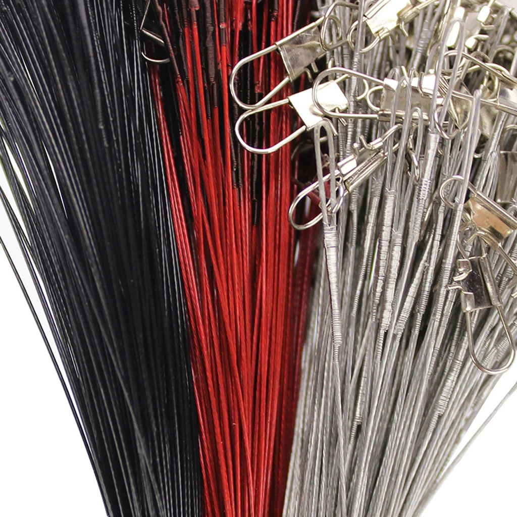 100 Pieces Anti Bite Steel Wire Fshing Lines Leaders with Swivels