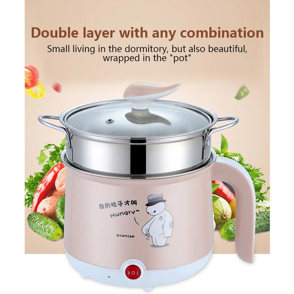 

220V Mini Multifunctional Electric Cooking Pot Machine Double Layer Available Ramdom Color Hot Pot Multi Electric Rice Cooker