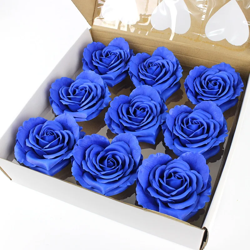 9 шт. диаметр 10 см недорогое мыло роза в форме сердца головы свадебный подарок на день Святого Валентина Свадебный букет украшение для дома ручной цветок искусство - Color: blue