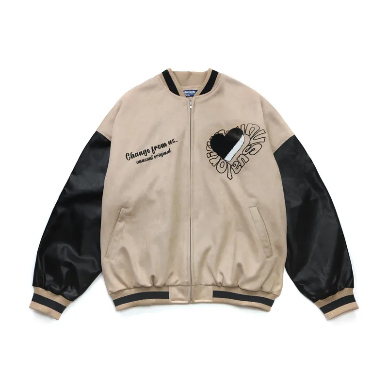 shirt jacket men Hip Hop Streetwear Baseball Jacket 221 Letter Heart Embroidery Patchwork Bomber Jackets Harajuku Casual Varsity College Coat snowboard jacket