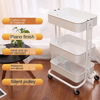 

Net Red High-End Beauty Salon Three-Layer Trolley Hairdressing Manicure Grooming Tool Car Kitchen Storage Cup Holder Storage