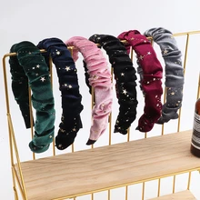 

Velvet Pleated Hair Band Ladies Hair Accessories Pleated Velvet Five-pointed Star Hot Blonde Hoop Wide-brimmed Hair Hoop