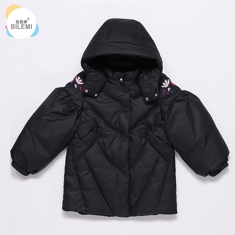Bilemi/распродажа зимних длинных пальто черного цвета с меховым капюшоном для маленьких девочек - Цвет: Черный