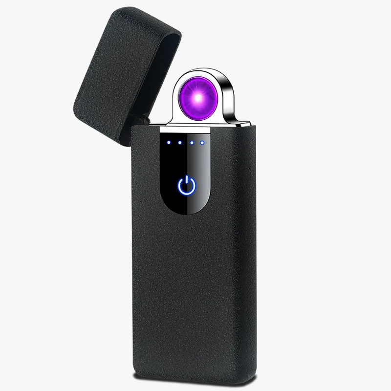 Новая креативная вращающаяся дуговая плазменная Зажигалка металлическая usb зарядка зажигалки сенсорная аккумуляторная электрическая зажигалка для сигарет ветрозащитный подарок - Цвет: Black matte