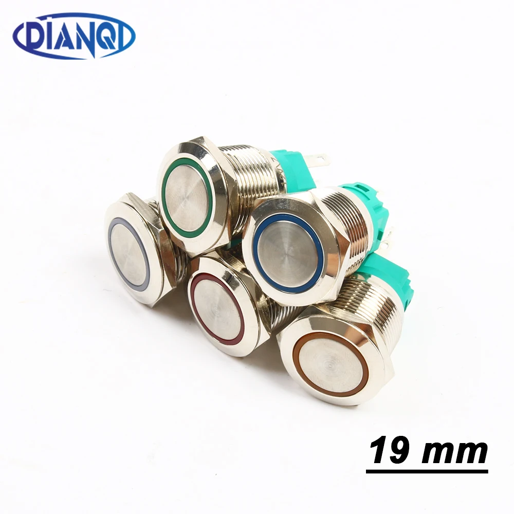 

19mm New type Waterproof Momentary latching Stainless Steel Metal Doorbell Bell Horn Push Button Switch LED Car Auto Engine PC