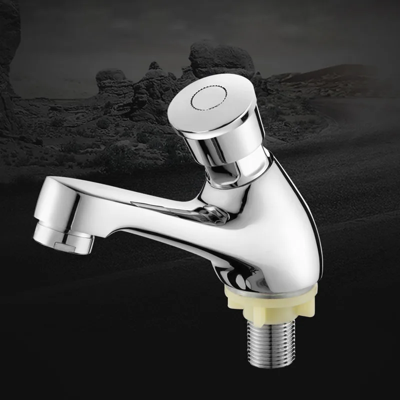 Time Delay Cold Water Brass Faucet Public Toilet Pressing Faucets for Washbasin Valve Tap Automatic Hand Taps | Обустройство дома
