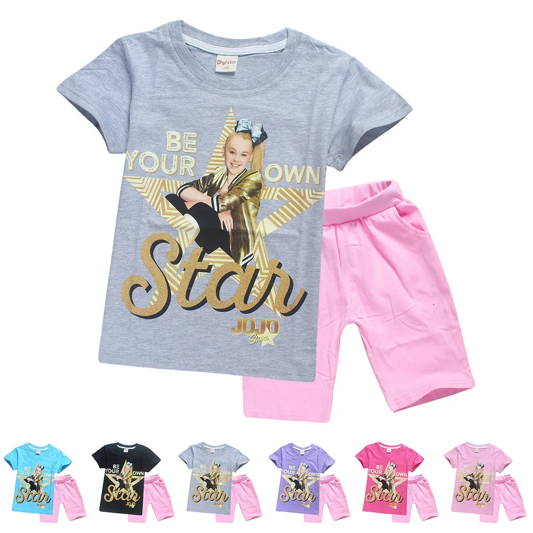 JOJO SIWA/Детские футболки хлопковые футболки для маленьких девочек комплекты с короткими рукавами для мальчиков и девочек футболки Одежда для девочек 10-12 лет