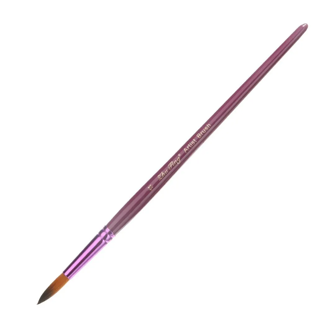 12Pcs Oil Painting Brushes Purple Painting Brush Pointed Flat/Tip Art Paintbrush Set Watercolor Nylon Hair Oil Drawing Pen