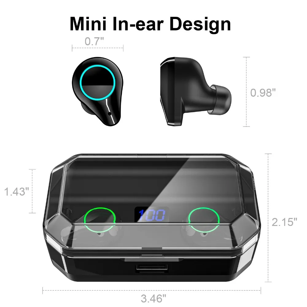 T9 TWS Bluetooth наушники IPX7 водонепроницаемый светодиодный цифровой дисплей с зарядным устройством 7000 мАч Внешний аккумулятор беспроводные стерео наушники