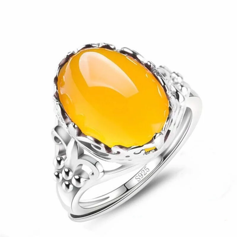 Finger ring Silver ring Adjustable rings Opening ring 925 Silver Plated Natural Chalcedony Red Agate Ring