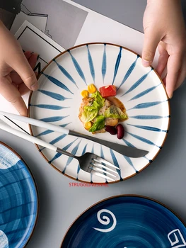 

Japanese Tableware Round Plate Creative Ceramic Western Steak Plate Salad Large Plate Dinnerware Set Plates Struggling Snail