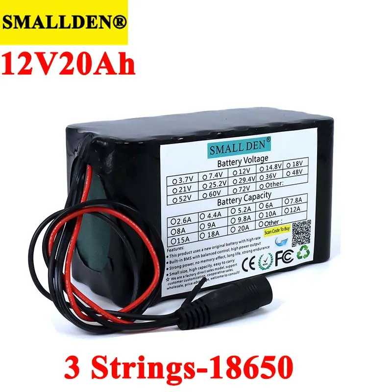 Литиевая аккумуляторная батарея SMALLDEN 11 1 В/12 в 20 Ач 18650 20000 мАч с печатной платой