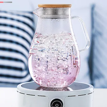 

High Borosilicate Heat-resistant Glass Kettle Juice Pot Large Capacity Gradient with Handle Lid FAS6